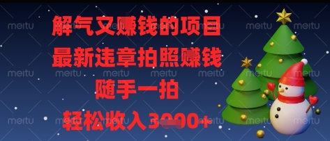 解气又挣钱的项目，最新违章拍照挣钱，随手一拍，轻松收入多张【揭秘】网赚项目-副业赚钱-互联网创业-资源整合猫猫网创库