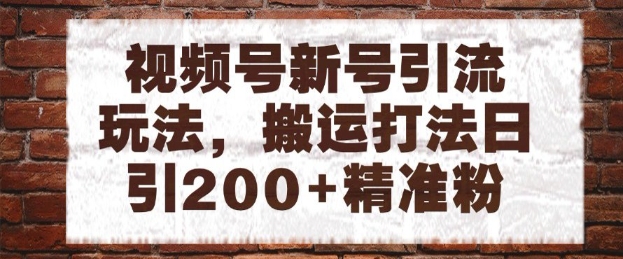 视频号新号引流玩法，搬运打法日引200+精准粉，可矩阵放大【揭秘】网赚项目-副业赚钱-互联网创业-资源整合猫猫网创库