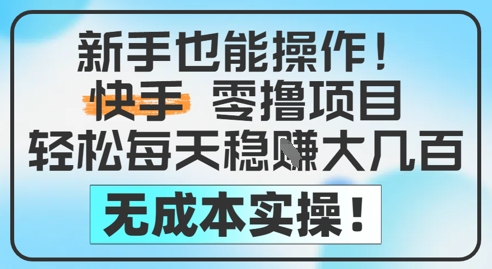 新手也能操作，快手零撸挣米，轻松每天挣2-5张，完全无成本网赚项目-副业赚钱-互联网创业-资源整合猫猫网创库