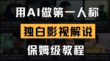 用AI做第一人称独白影视解说，手把手教学，保姆级教程网赚项目-副业赚钱-互联网创业-资源整合猫猫网创库