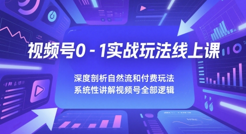 视频号0-1实战玩法线上课，深度剖析自然流和付费玩法，统性讲解视频号全部逻辑网赚项目-副业赚钱-互联网创业-资源整合猫猫网创库