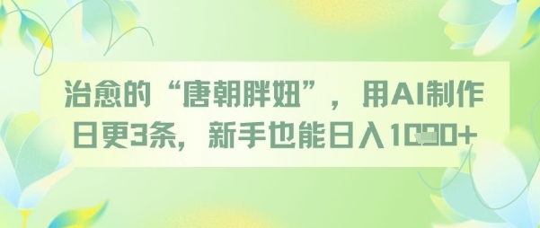 治愈的“唐朝胖妞”，用AI制作日更3条，新手也能日入多张网赚项目-副业赚钱-互联网创业-资源整合猫猫网创库