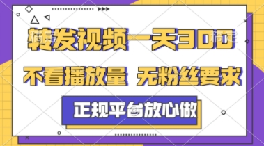 转发视频一天3张+，正规平台放心做，不看播放量，不看粉丝量，一个任务几分钟完成【揭秘】网赚项目-副业赚钱-互联网创业-资源整合猫猫网创库