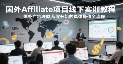 国外Affiliate项目线下实训教程，国外广告联盟从零开始的具体操作全流程网赚项目-副业赚钱-互联网创业-资源整合猫猫网创库