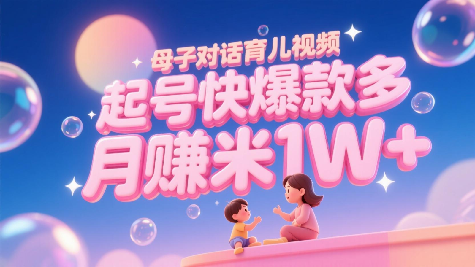AI生成母子对话育儿类视频，起号快爆款多，小白宝妈轻松学，多渠道变现，月赚米1W+网赚项目-副业赚钱-互联网创业-资源整合猫猫网创库
