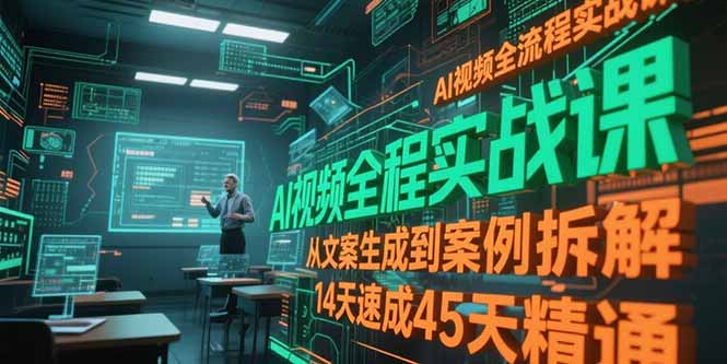 AI视频全流程实战课，从文案生成到案例拆解，14天速成45天精通网赚项目-副业赚钱-互联网创业-资源整合猫猫网创库