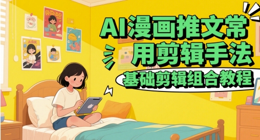 AI漫画推文常用剪辑手法，基础剪辑组合教程网赚项目-副业赚钱-互联网创业-资源整合猫猫网创库
