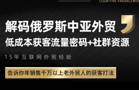 俄罗斯中亚外贸低成本获客流网赚项目-副业赚钱-互联网创业-资源整合猫猫网创库