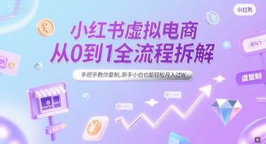 小红书虚拟电商从0到1全流程拆解，手把手教你复制，新手小白也能轻松月入过W网赚项目-副业赚钱-互联网创业-资源整合猫猫网创库