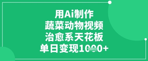 用Ai制作蔬菜动物视频，治愈系天花板，单日变现1k网赚项目-副业赚钱-互联网创业-资源整合猫猫网创库