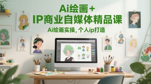 Ai绘画+IP商业自媒体精品课，Ai绘画实操，个人ip打造网赚项目-副业赚钱-互联网创业-资源整合猫猫网创库