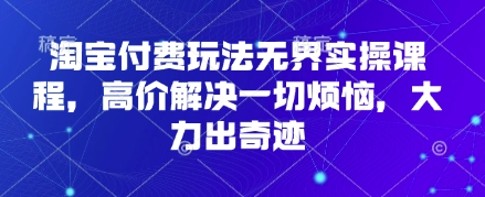 淘宝付费玩法无界实操课程，高价解决一切烦恼，大力出奇迹网赚项目-副业赚钱-互联网创业-资源整合猫猫网创库