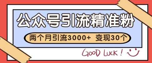 公众号精准粉引流玩法，2个月3000+精准粉，变现30个W【揭秘】网赚项目-副业赚钱-互联网创业-资源整合猫猫网创库