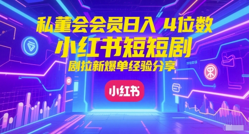 私董会会员日入4位数小红书红果短剧拉新爆单经验分享网赚项目-副业赚钱-互联网创业-资源整合猫猫网创库