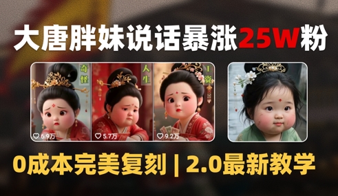AI大唐胖贵妃说话2.0，40条视频暴涨40w粉，附独家变现攻略网赚项目-副业赚钱-互联网创业-资源整合猫猫网创库