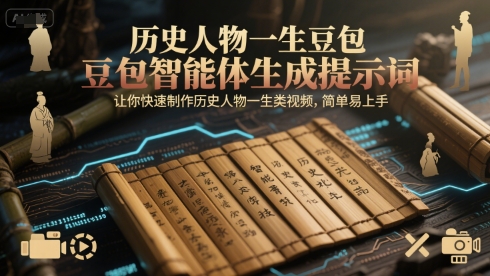 历史人物一生豆包智能体生成提示词，让你快速制作历史人物一生类视频，简单易上手网赚项目-副业赚钱-互联网创业-资源整合猫猫网创库