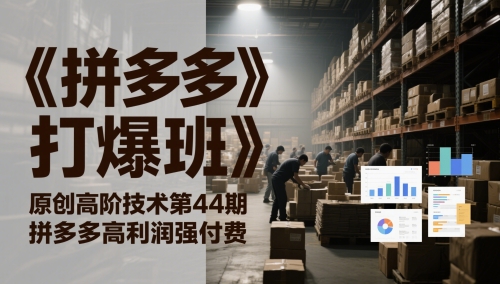 《拼多多打爆班》原创高阶技术第44期，拼多多高利润强付费网赚项目-副业赚钱-互联网创业-资源整合猫猫网创库