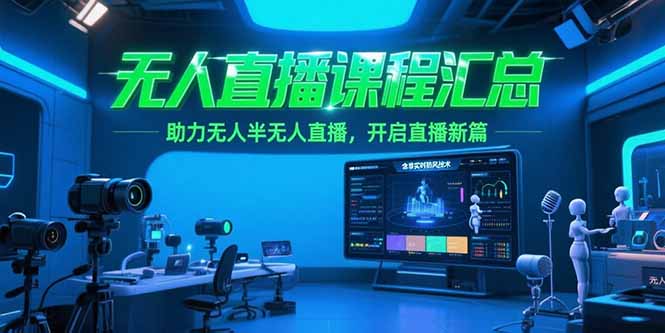 无人直播课程汇总，含非实时防风技术，助力无人半无人直播，开启直播新篇网赚项目-副业赚钱-互联网创业-资源整合猫猫网创库