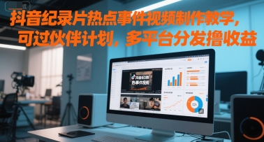 抖音纪录片热点事件视频制作教学，可过伙伴计划，多平台分发撸收益网赚项目-副业赚钱-互联网创业-资源整合猫猫网创库