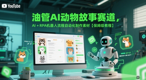 油管AI动物故事赛道，AI+RPA机器人流程自动化制作素材【保姆级教程】网赚项目-副业赚钱-互联网创业-资源整合猫猫网创库