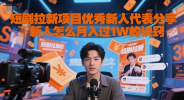 短剧拉新项目优秀新人代表分享新人怎么月入过1W的诀窍网赚项目-副业赚钱-互联网创业-资源整合猫猫网创库