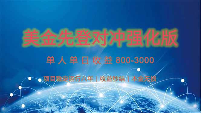 美金先登计划对冲强化版，2025年黑马中最暴力收益日收益1k-4k(可放大…网赚项目-副业赚钱-互联网创业-资源整合猫猫网创库