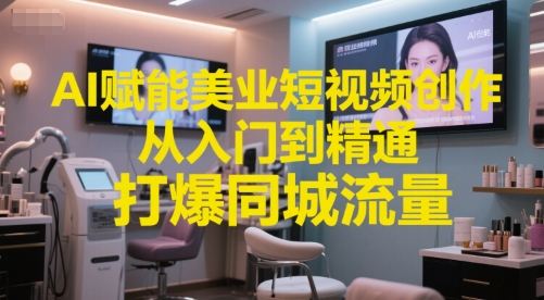 AI赋能美业短视频创作，从入门到精通，打爆同城流量，超级AI工具短视频实操落地网赚项目-副业赚钱-互联网创业-资源整合猫猫网创库
