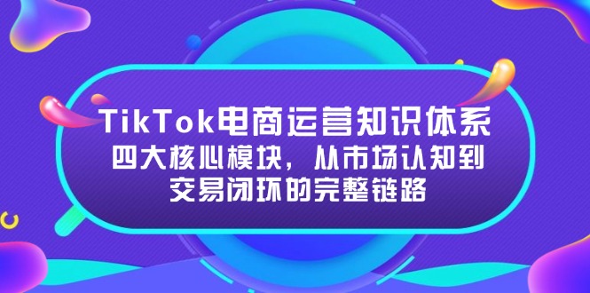 TikTok电商运营知识体系：四大核心模块，从市场认知到交易闭环的完整链路网赚项目-副业赚钱-互联网创业-资源整合猫猫网创库