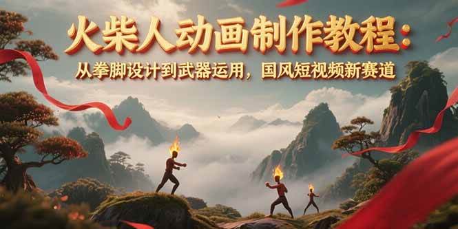 火柴人动画制作教程：从拳脚设计到武器运用，国风短视频新赛道网赚项目-副业赚钱-互联网创业-资源整合猫猫网创库