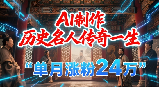 暴力起号！用AI制作历史名人传奇一生，单月涨粉24W，涨粉+变现赛道黑马来了网赚项目-副业赚钱-互联网创业-资源整合猫猫网创库