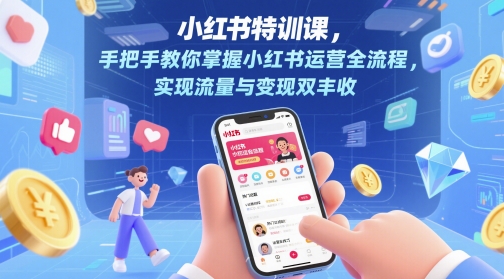 小红书特训课，手把手教你掌握小红书运营全流程，实现流量与变现双丰收网赚项目-副业赚钱-互联网创业-资源整合猫猫网创库