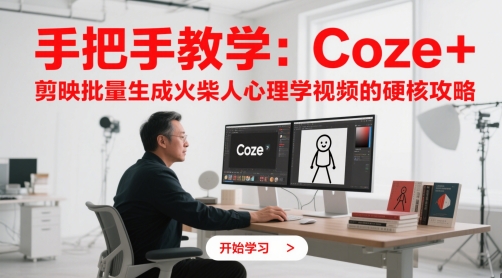 手把手教学：Coze + 剪映批量生成火柴人心理学视频的硬核攻略网赚项目-副业赚钱-互联网创业-资源整合猫猫网创库
