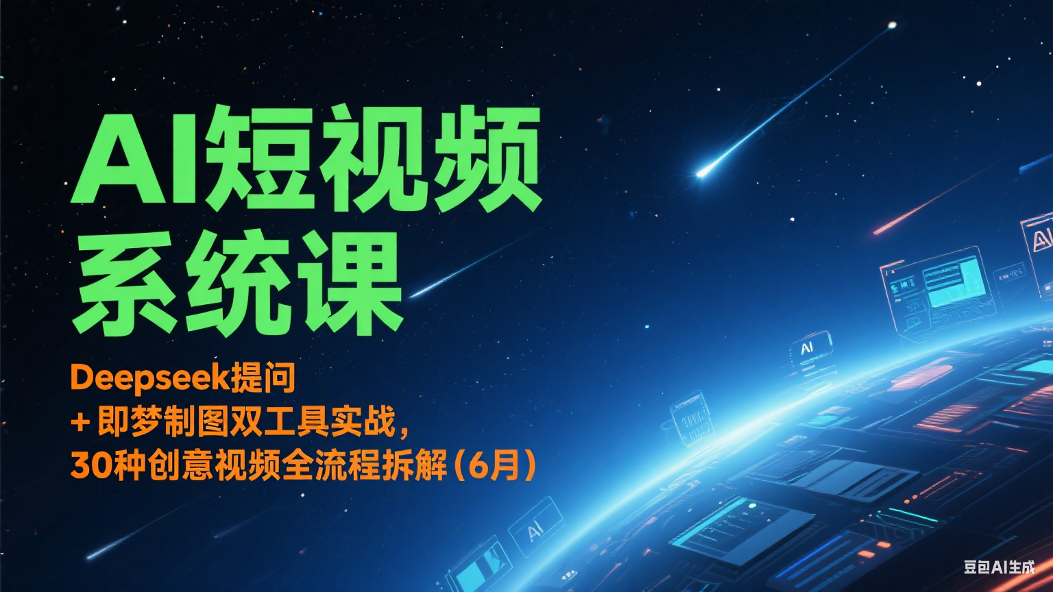 AI短视频系统课：Deepseek提问 + 即梦制图双工具实战，30种创意视频全流程拆解(6月)网赚项目-副业赚钱-互联网创业-资源整合猫猫网创库
