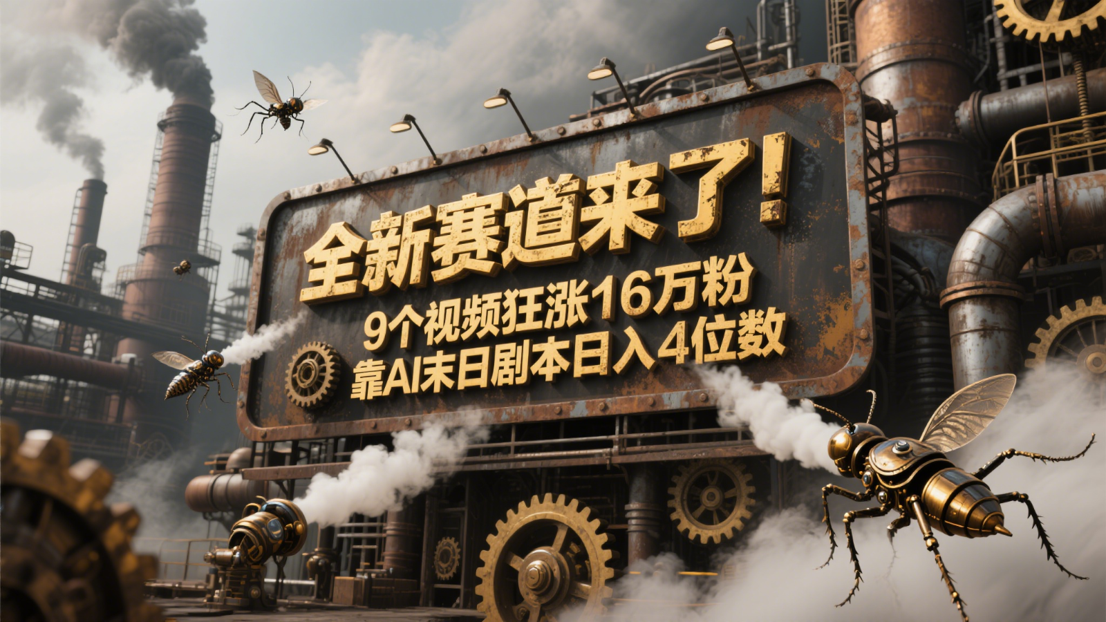 全新赛道来了！9个视频狂涨16万粉，靠AI末日剧本日入4位数，评论区爆肝追更！网赚项目-副业赚钱-互联网创业-资源整合猫猫网创库