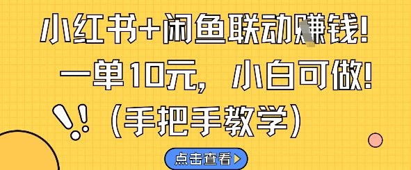 小红书+闲鱼联动挣钱，一单10元，小白可做网赚项目-副业赚钱-互联网创业-资源整合猫猫网创库