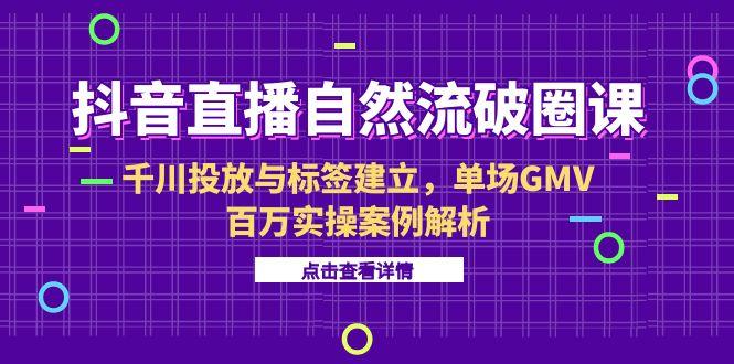 抖音直播自然流破圈课-6月，千川投放与标签建立，单场GMV百万实操案例解析网赚项目-副业赚钱-互联网创业-资源整合猫猫网创库