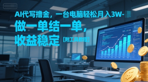 AI代写撸金，一台电脑轻松月入1-3W，做一单结一单，收益稳定【附工具教程】网赚项目-副业赚钱-互联网创业-资源整合猫猫网创库