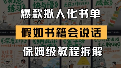 最新爆款拟人化书单玩法，假如书籍会说话，保姆级教程网赚项目-副业赚钱-互联网创业-资源整合猫猫网创库