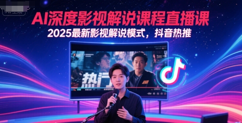 AI深度影视解说课程直播课，2025最新影视解说模式，抖音热推网赚项目-副业赚钱-互联网创业-资源整合猫猫网创库
