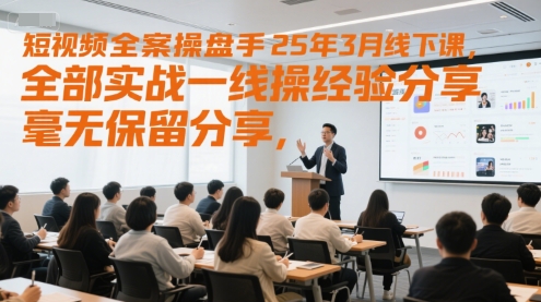 短视频全案操盘手25年3月线下课，全部实战一线操盘手经验分享，毫无保留分享，全是干货网赚项目-副业赚钱-互联网创业-资源整合猫猫网创库