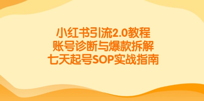 小红书引流2.0教程，账号诊断与爆款拆解，七天起号SOP实战指南网赚项目-副业赚钱-互联网创业-资源整合猫猫网创库