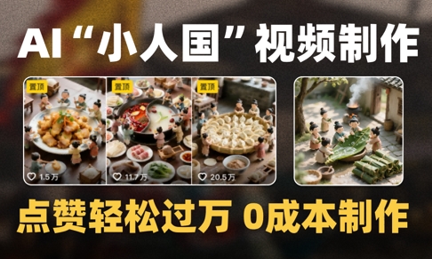 爆款1000W+播放微缩景观迷你小人国AI视频0成本制作全流程教学网赚项目-副业赚钱-互联网创业-资源整合猫猫网创库