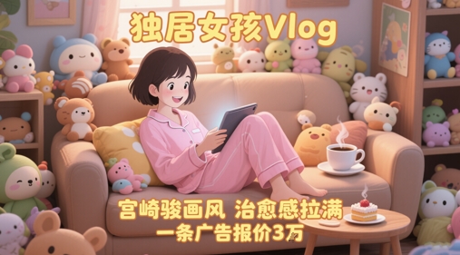 单个账号涨粉71W！用AI制作独居女孩Vlog，宫崎骏画风，治愈感拉满，一条广告报价3W网赚项目-副业赚钱-互联网创业-资源整合猫猫网创库